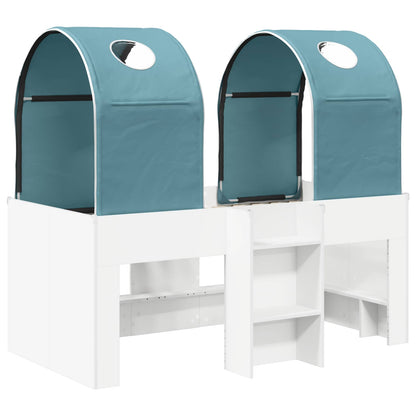 vidaXL Bed with Tunnel 3 pcs White and Light Blue Engineered Wood