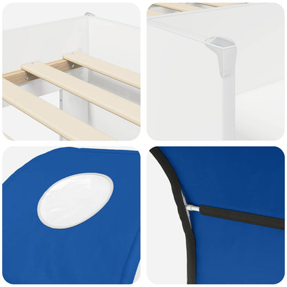 vidaXL Bed with Tunnel 3 pcs White and Blue Engineered Wood