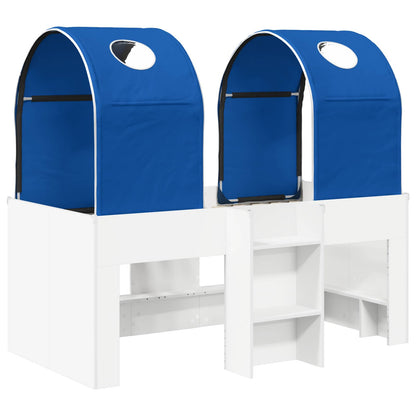 vidaXL Bed with Tunnel 3 pcs White and Blue Engineered Wood