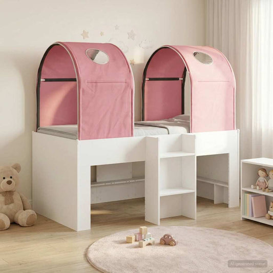 vidaXL Bed with Tunnel 3 pcs White and Pink Engineered Wood