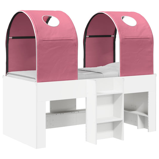 vidaXL Bed with Tunnel 3 pcs White and Pink Engineered Wood