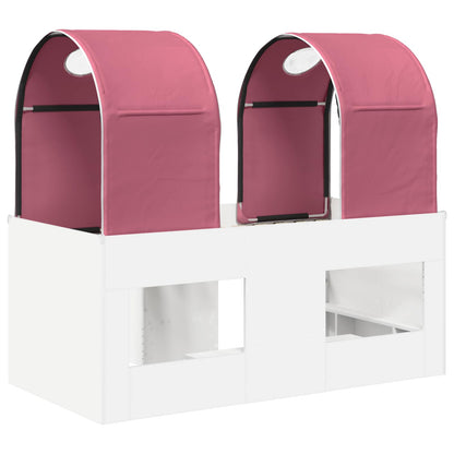 vidaXL Bed with Tunnel 3 pcs White and Pink Engineered Wood