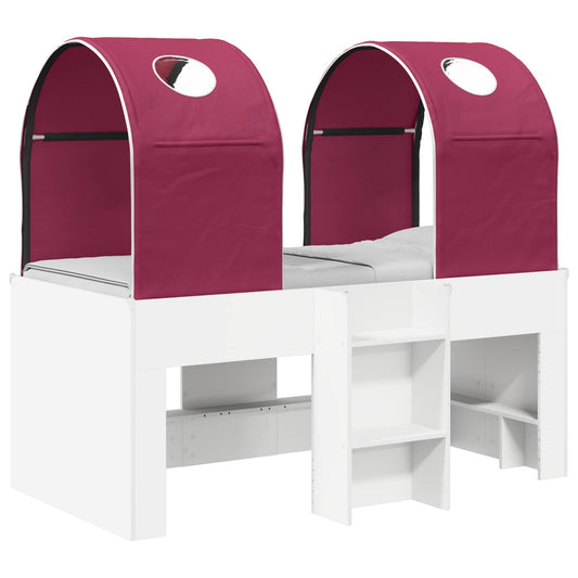 vidaXL Bed with Tunnel 4 pcs White and Red Engineered Wood