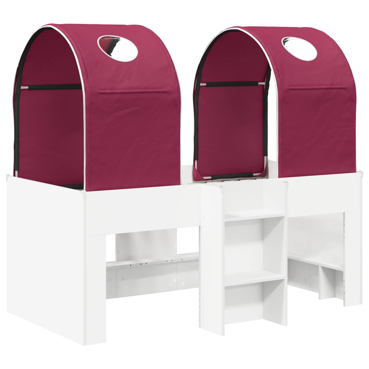vidaXL Bed with Tunnel 4 pcs White and Red Engineered Wood