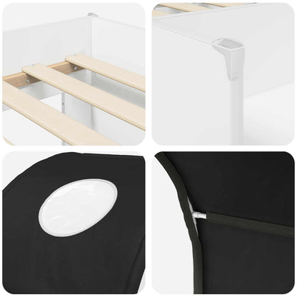 vidaXL Bed with Tunnel 3 pcs White and Black Engineered Wood