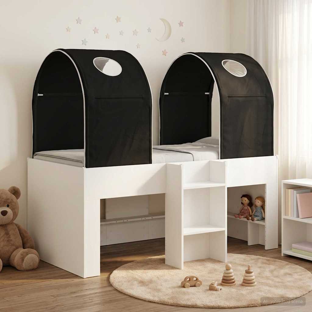 vidaXL Bed with Tunnel 3 pcs White and Black Engineered Wood
