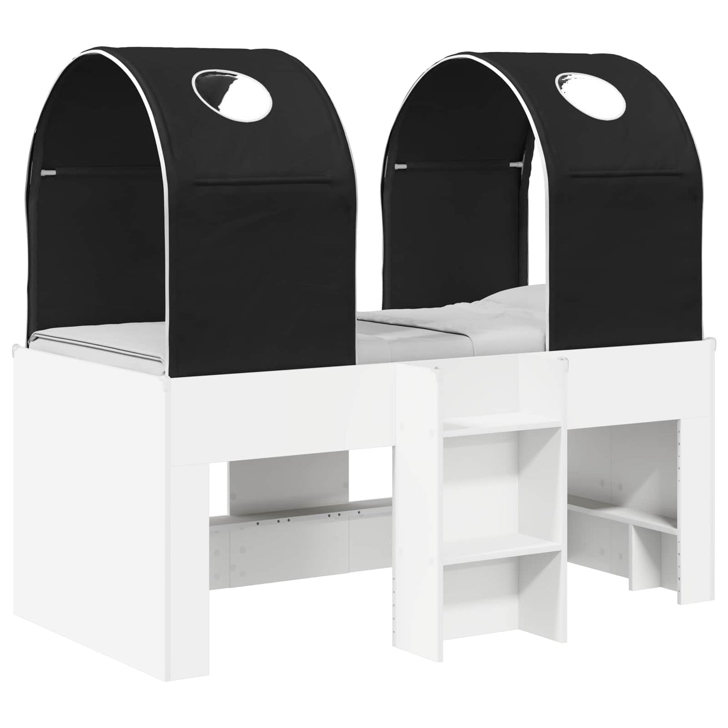 vidaXL Bed with Tunnel 3 pcs White and Black Engineered Wood