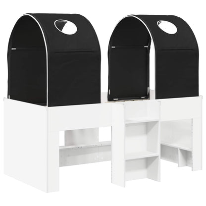 vidaXL Bed with Tunnel 3 pcs White and Black Engineered Wood