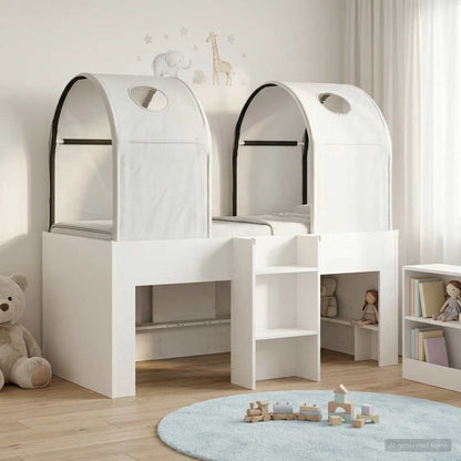 vidaXL Bed with Tunnel 3 pcs White Engineered Wood