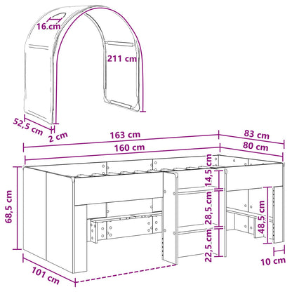 vidaXL Bed with Tunnel 3 pcs White Engineered Wood