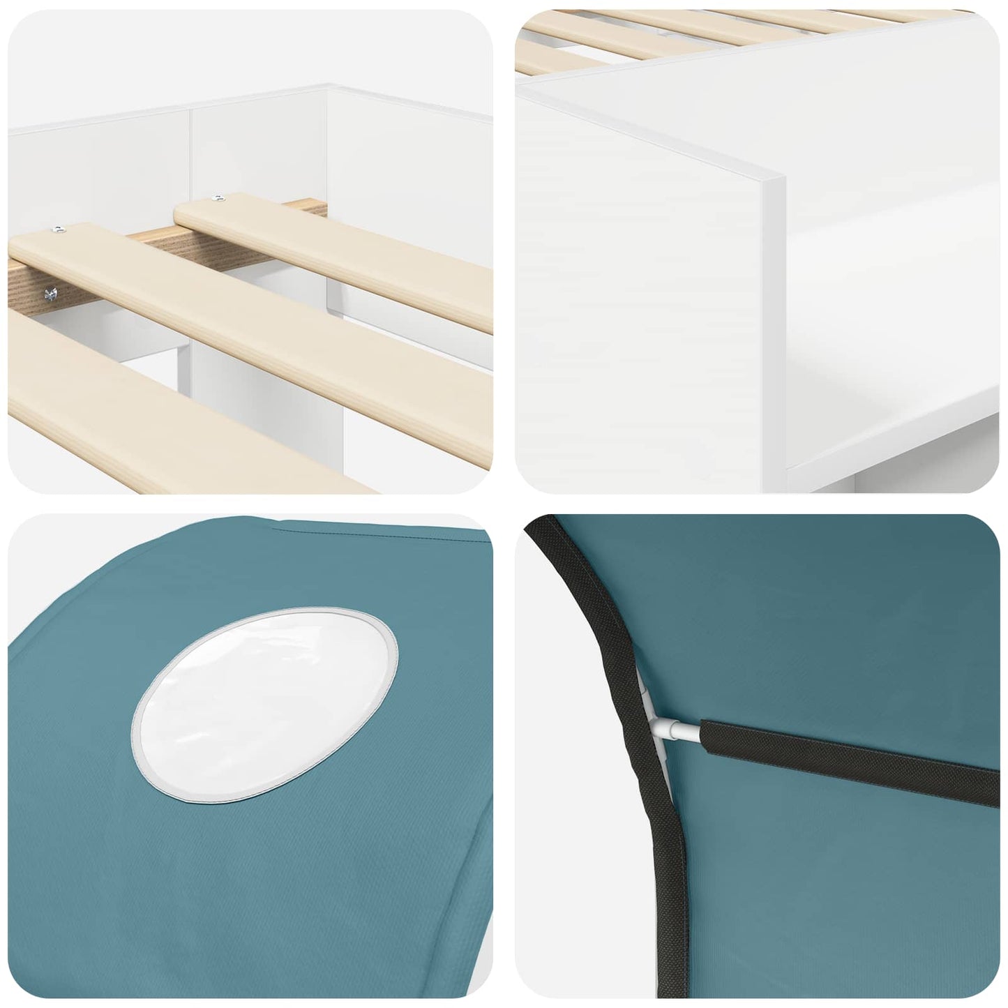 vidaXL Bed with Tunnel 3 pcs White and Light Blue Engineered Wood