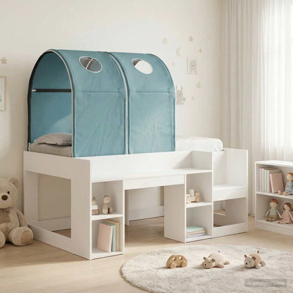 vidaXL Bed with Tunnel 3 pcs White and Light Blue Engineered Wood