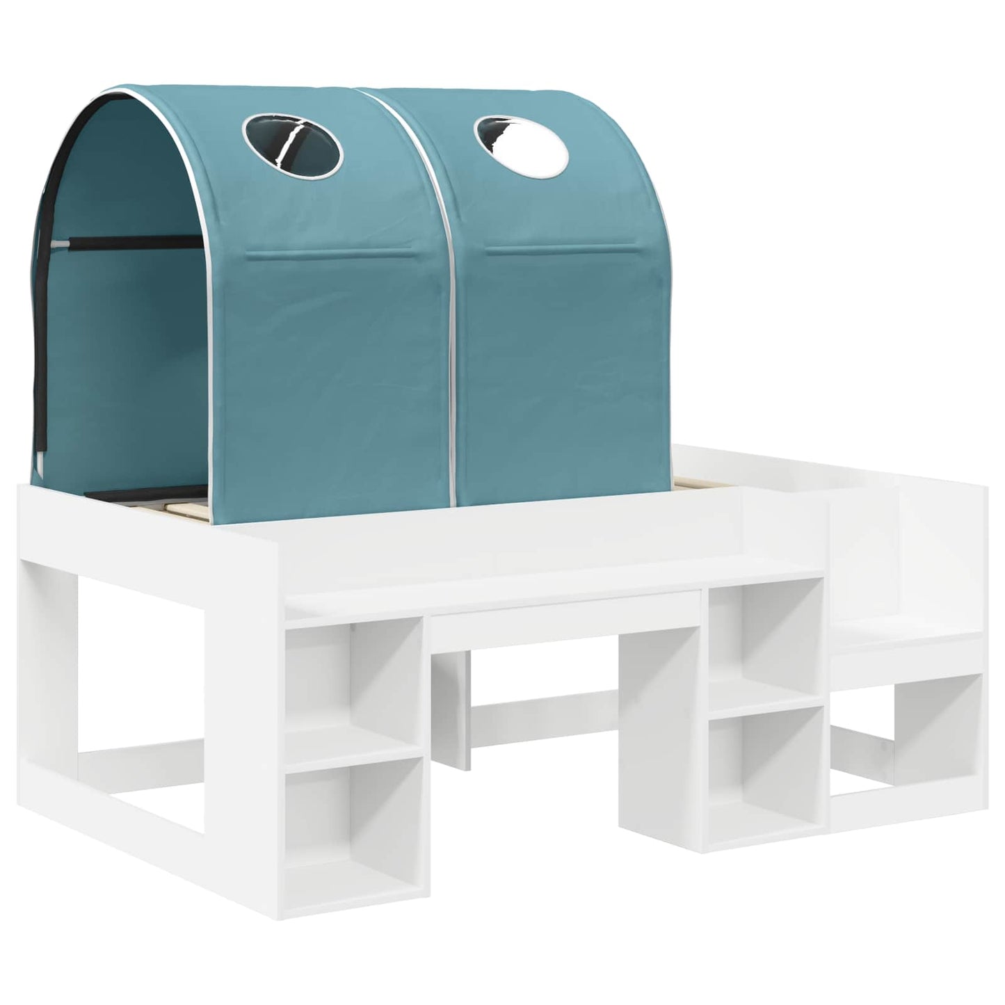 vidaXL Bed with Tunnel 3 pcs White and Light Blue Engineered Wood