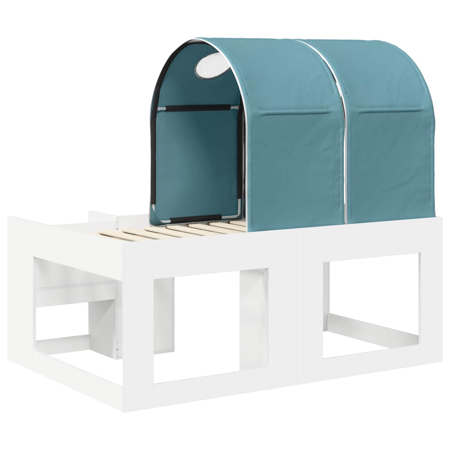 vidaXL Bed with Tunnel 3 pcs White and Light Blue Engineered Wood