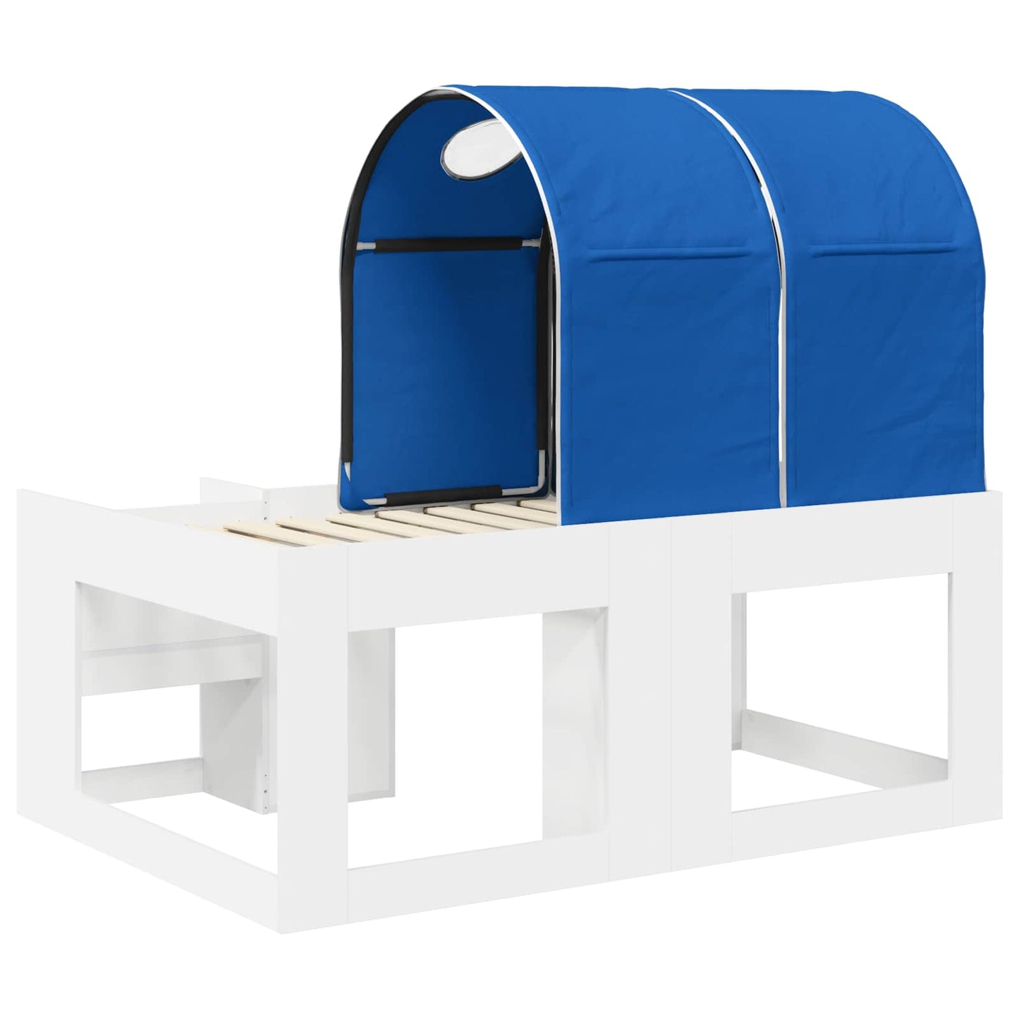 vidaXL Bed with Tunnel with Shelf 3 pcs White and Blue Engineered Wood