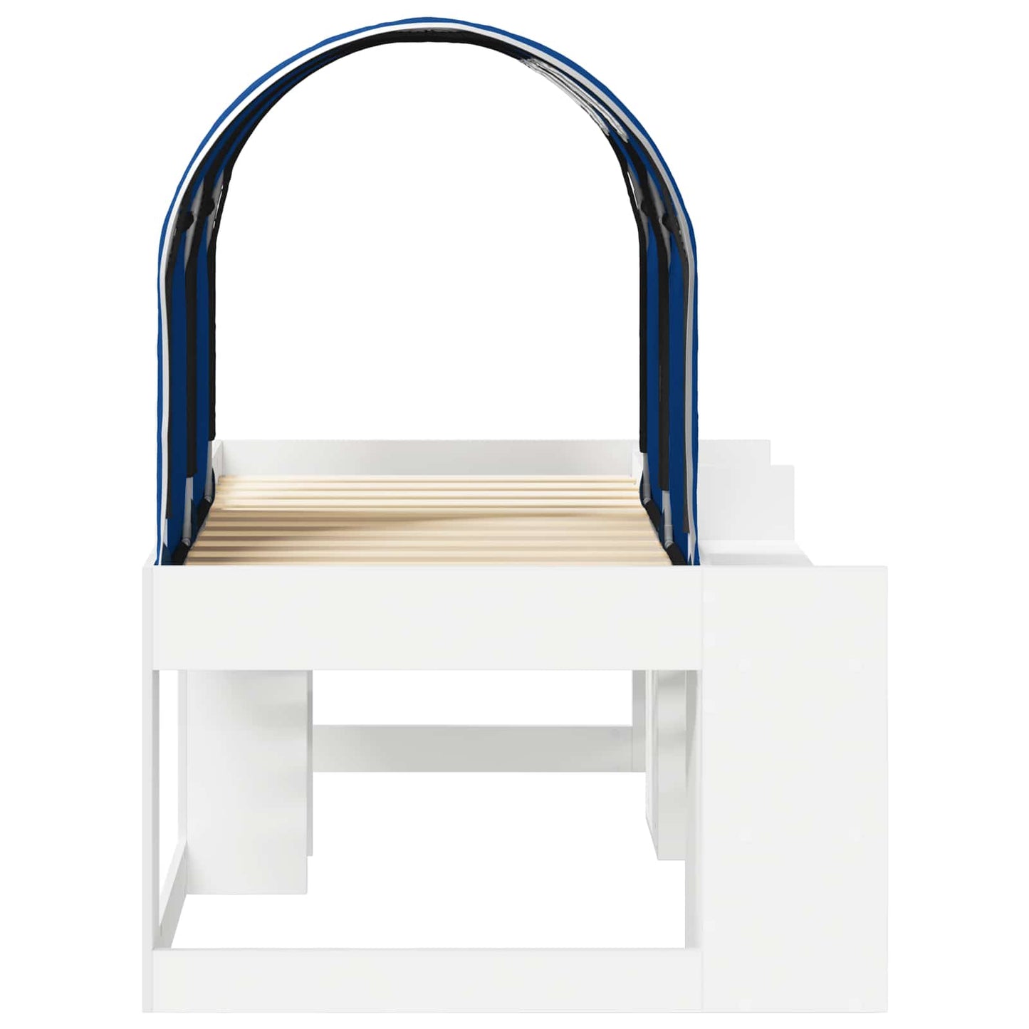 vidaXL Bed with Tunnel with Shelf 3 pcs White and Blue Engineered Wood