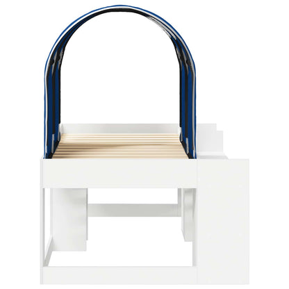 vidaXL Bed with Tunnel with Shelf 3 pcs White and Blue Engineered Wood