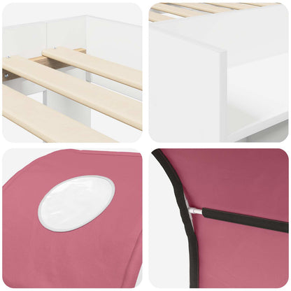 vidaXL Bed with Tunnel with Shelf 3 pcs White and Pink Engineered Wood