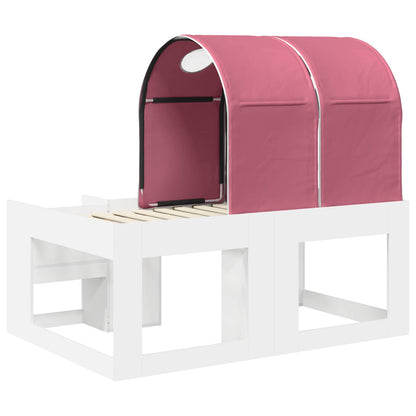 vidaXL Bed with Tunnel with Shelf 3 pcs White and Pink Engineered Wood