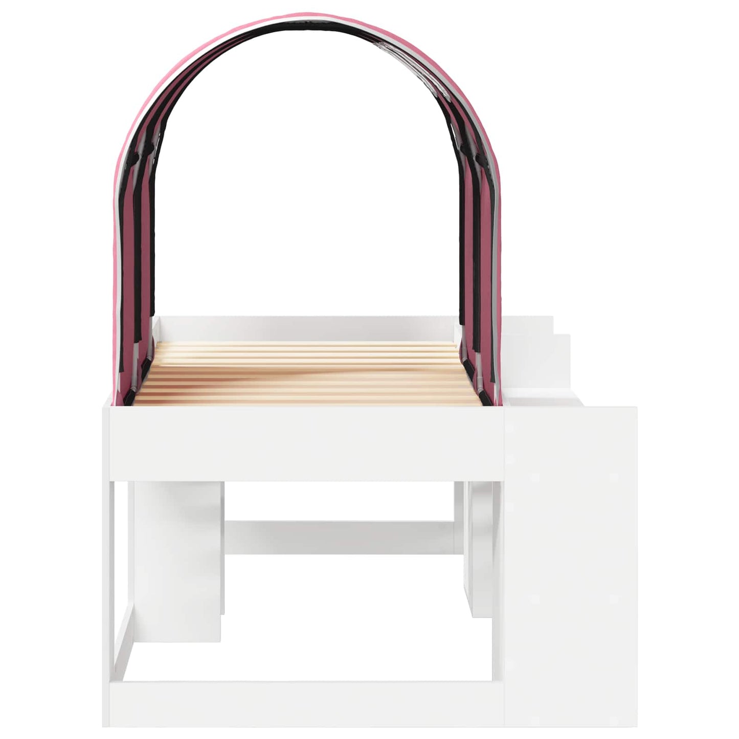 vidaXL Bed with Tunnel with Shelf 3 pcs White and Pink Engineered Wood
