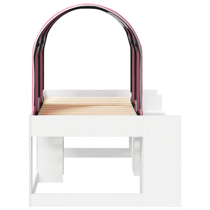 vidaXL Bed with Tunnel with Shelf 3 pcs White and Pink Engineered Wood