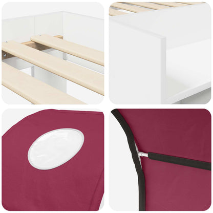 vidaXL Bed with Tunnel with Shelf 3 pcs White and Red Engineered Wood