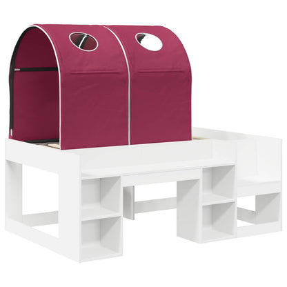 vidaXL Bed with Tunnel with Shelf 3 pcs White and Red Engineered Wood