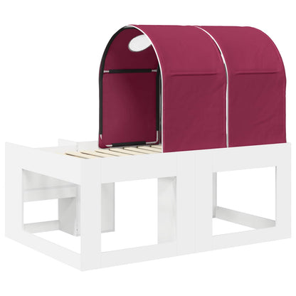 vidaXL Bed with Tunnel with Shelf 3 pcs White and Red Engineered Wood
