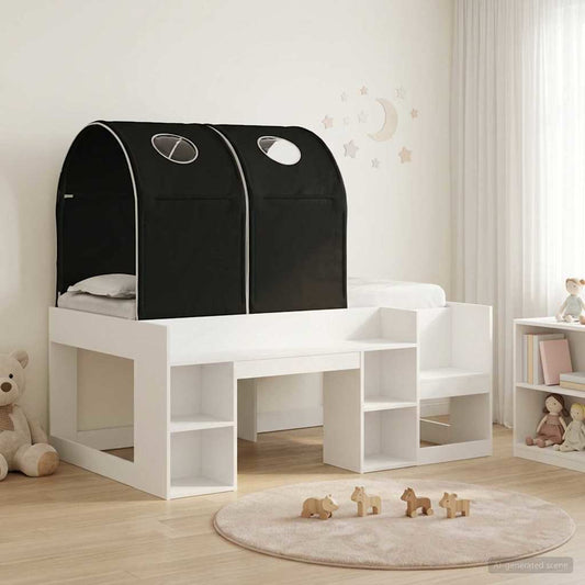 vidaXL Bed with Tunnel 3 pcs White and Black Engineered Wood
