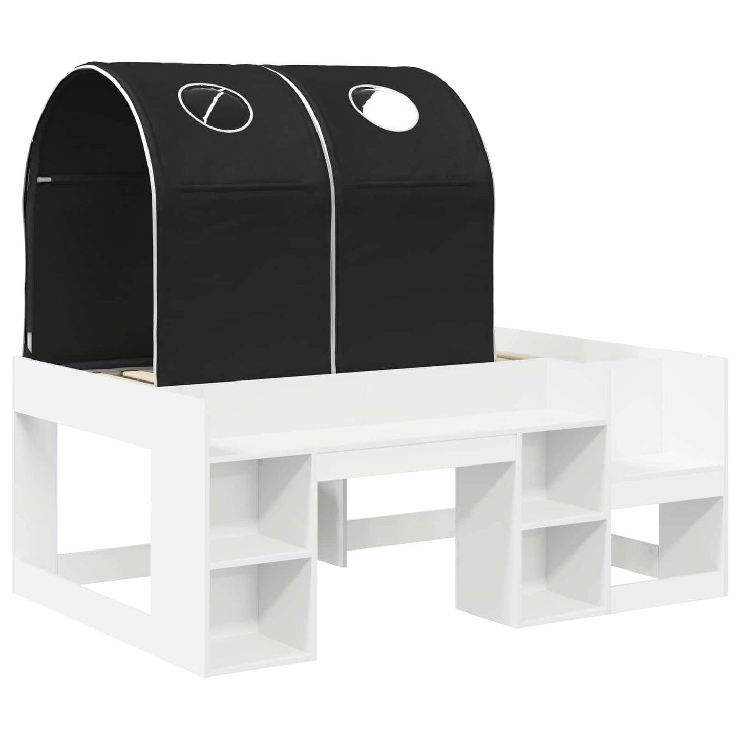 vidaXL Bed with Tunnel 3 pcs White and Black Engineered Wood