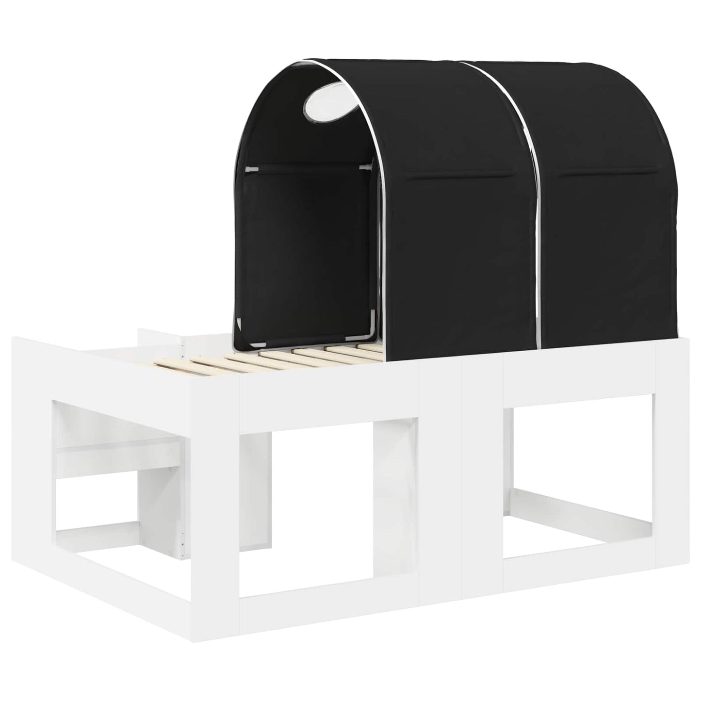 vidaXL Bed with Tunnel 3 pcs White and Black Engineered Wood