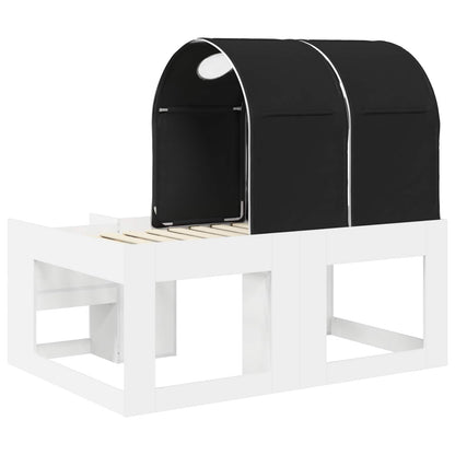 vidaXL Bed with Tunnel 3 pcs White and Black Engineered Wood