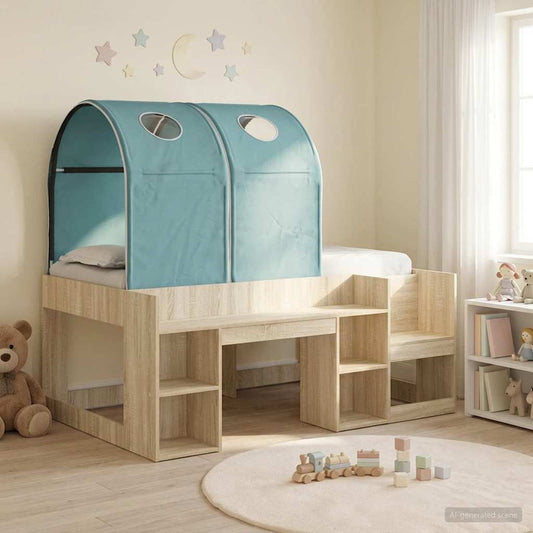 vidaXL Bed with Tunnel 3 pcs Sonoma Oak and Light Blue Engineered Wood