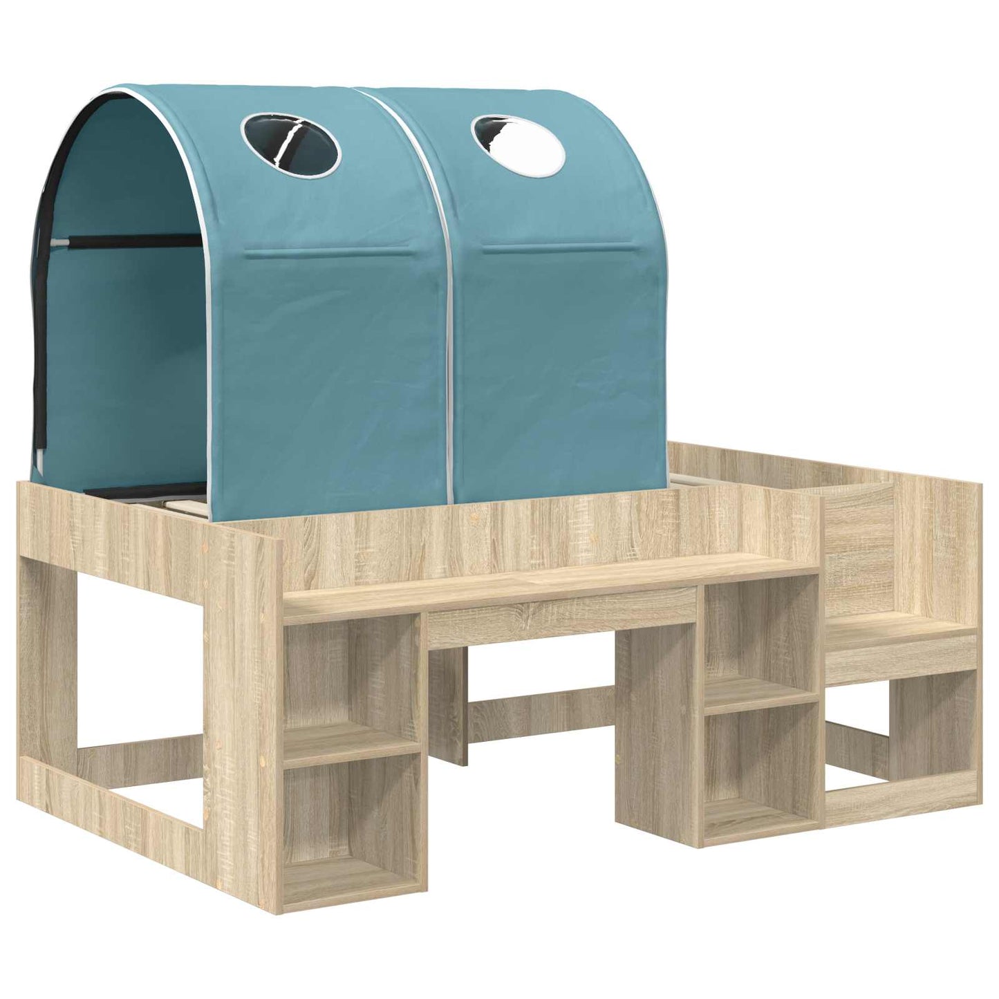 vidaXL Bed with Tunnel 3 pcs Sonoma Oak and Light Blue Engineered Wood