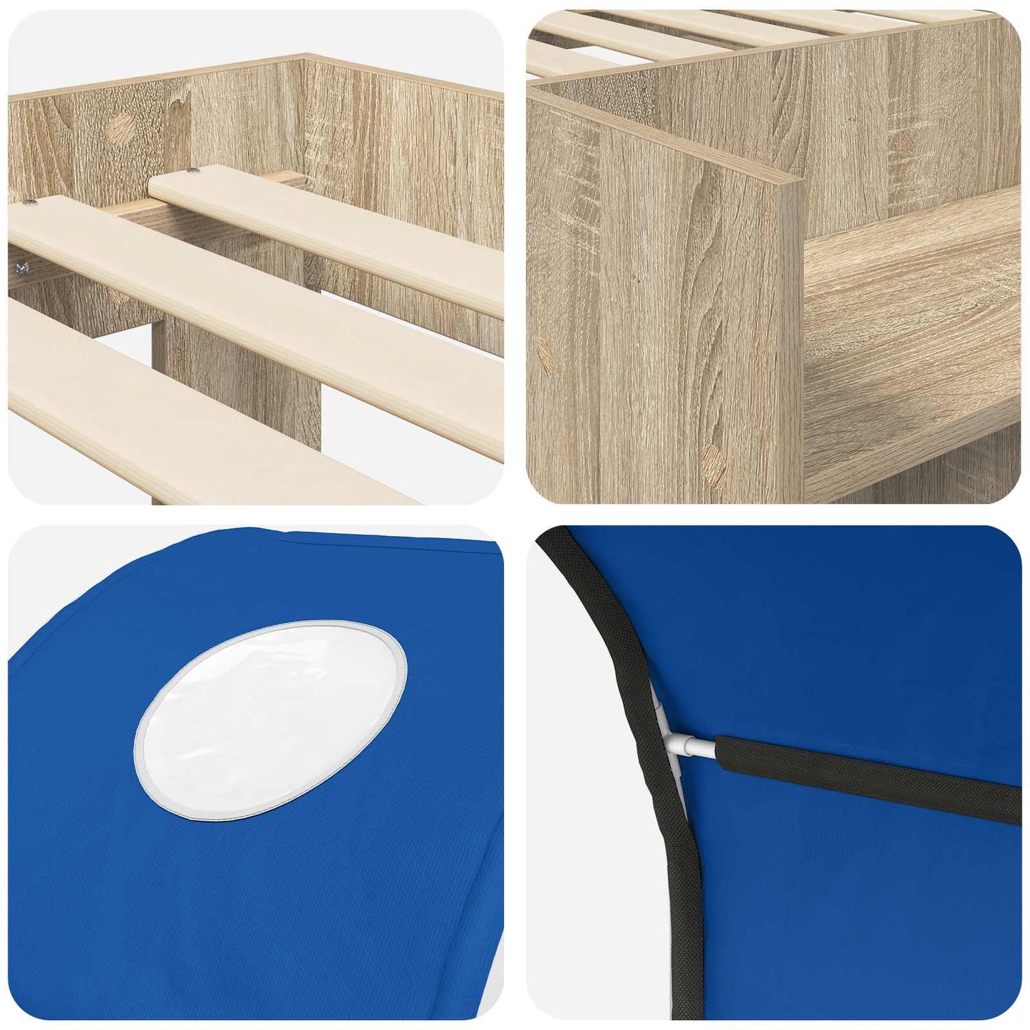 vidaXL Bed with Tunnel 3 pcs Sonoma Oak and Blue Engineered Wood