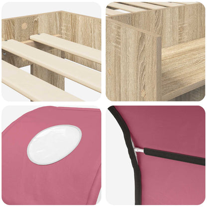 vidaXL Bed with Tunnel 3 pcs Sonoma Oak and Pink Engineered Wood