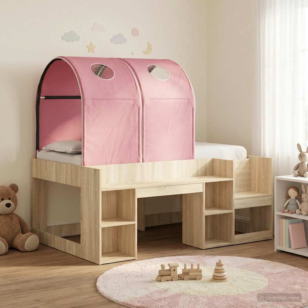 vidaXL Bed with Tunnel 3 pcs Sonoma Oak and Pink Engineered Wood