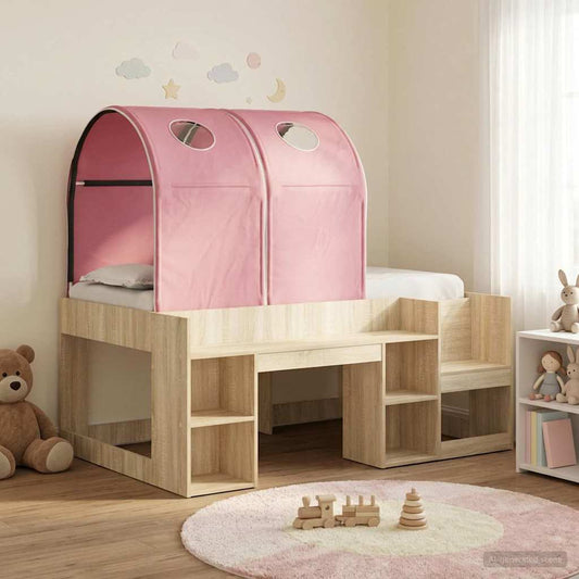 vidaXL Bed with Tunnel 3 pcs Sonoma Oak and Pink Engineered Wood