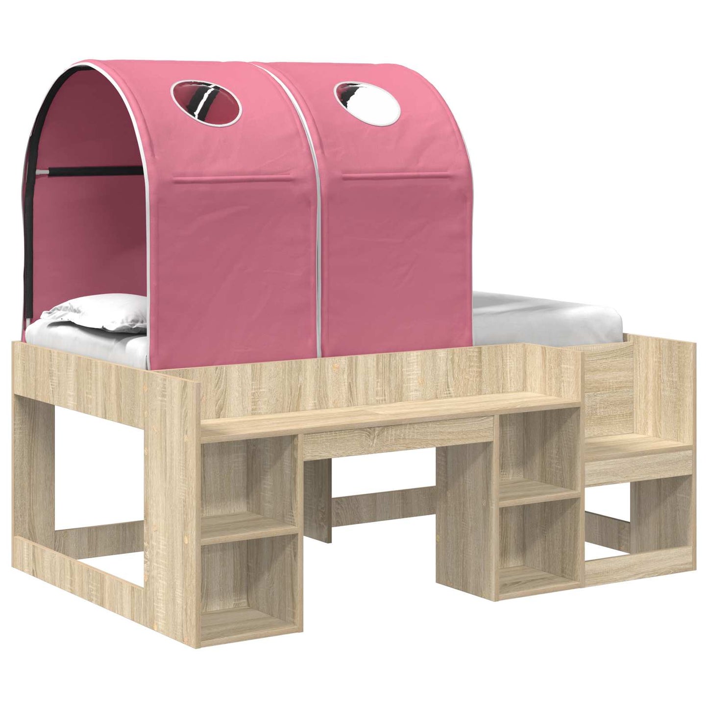 vidaXL Bed with Tunnel 3 pcs Sonoma Oak and Pink Engineered Wood