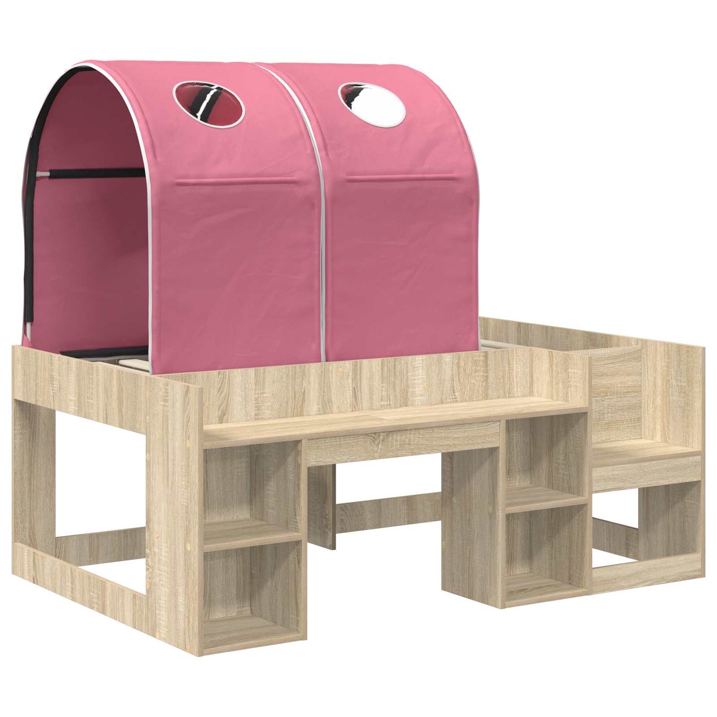 vidaXL Bed with Tunnel 3 pcs Sonoma Oak and Pink Engineered Wood
