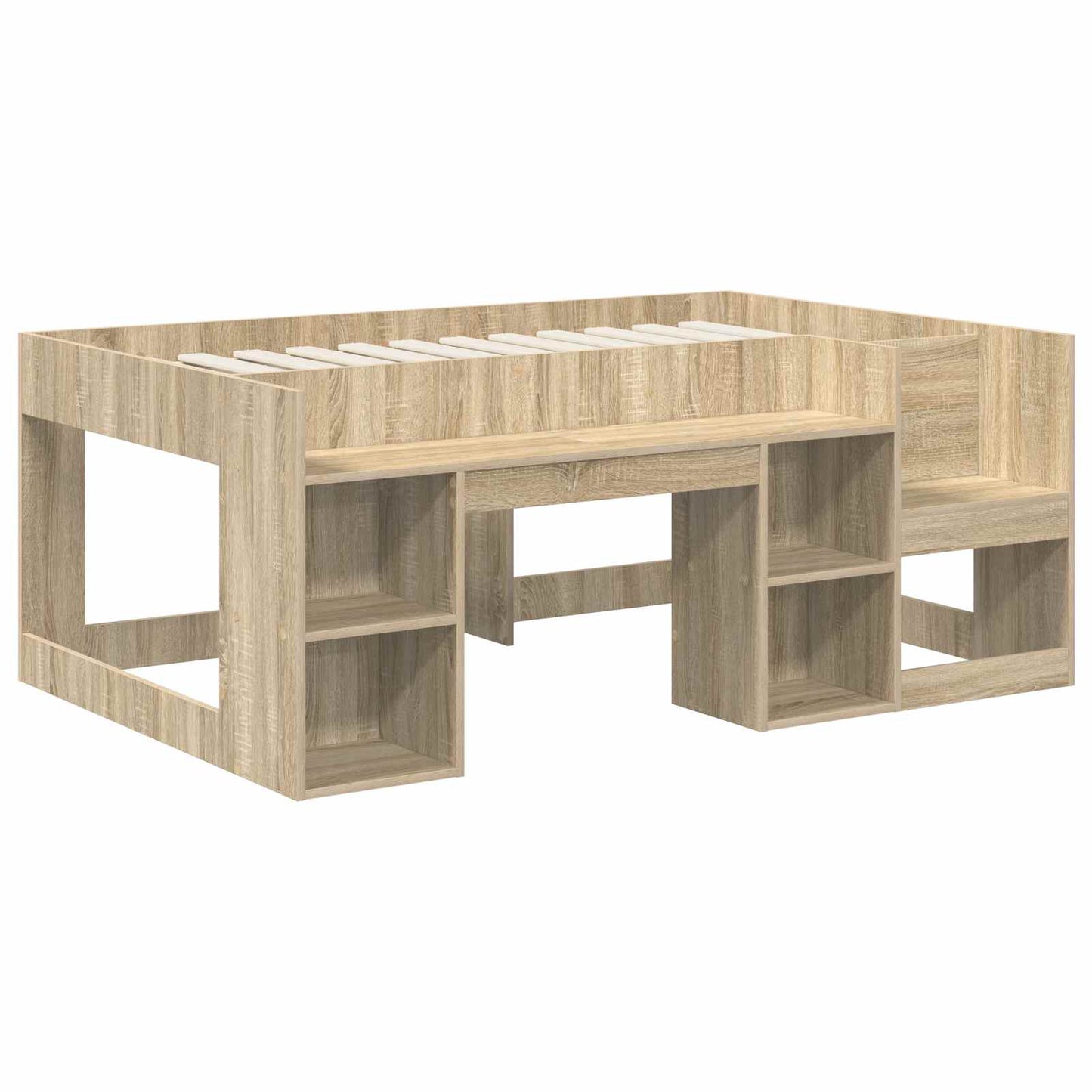 vidaXL Bed with Tunnel 3 pcs Sonoma Oak and Pink Engineered Wood