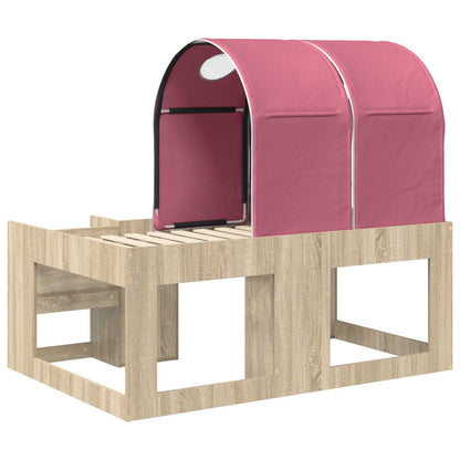 vidaXL Bed with Tunnel 3 pcs Sonoma Oak and Pink Engineered Wood
