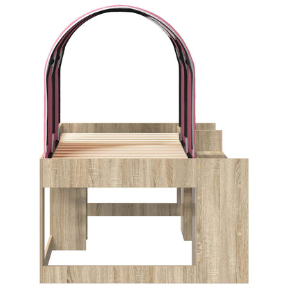 vidaXL Bed with Tunnel 3 pcs Sonoma Oak and Pink Engineered Wood