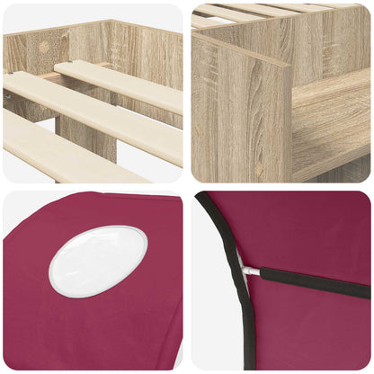 vidaXL Bed with Tunnel 3 pcs Sonoma Oak and Red Engineered Wood