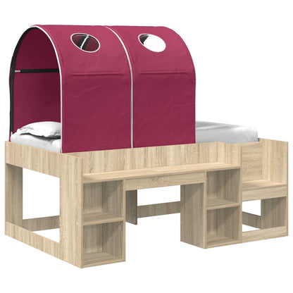 vidaXL Bed with Tunnel 3 pcs Sonoma Oak and Red Engineered Wood