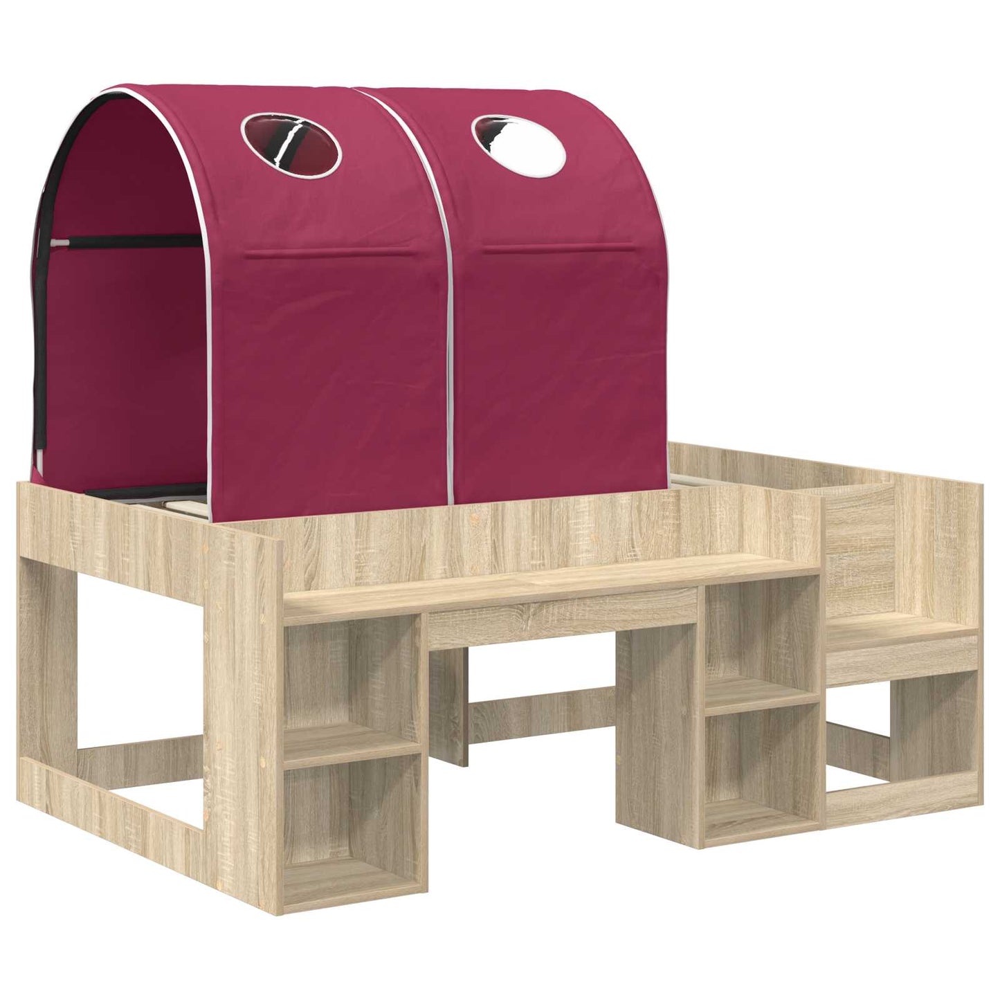 vidaXL Bed with Tunnel 3 pcs Sonoma Oak and Red Engineered Wood