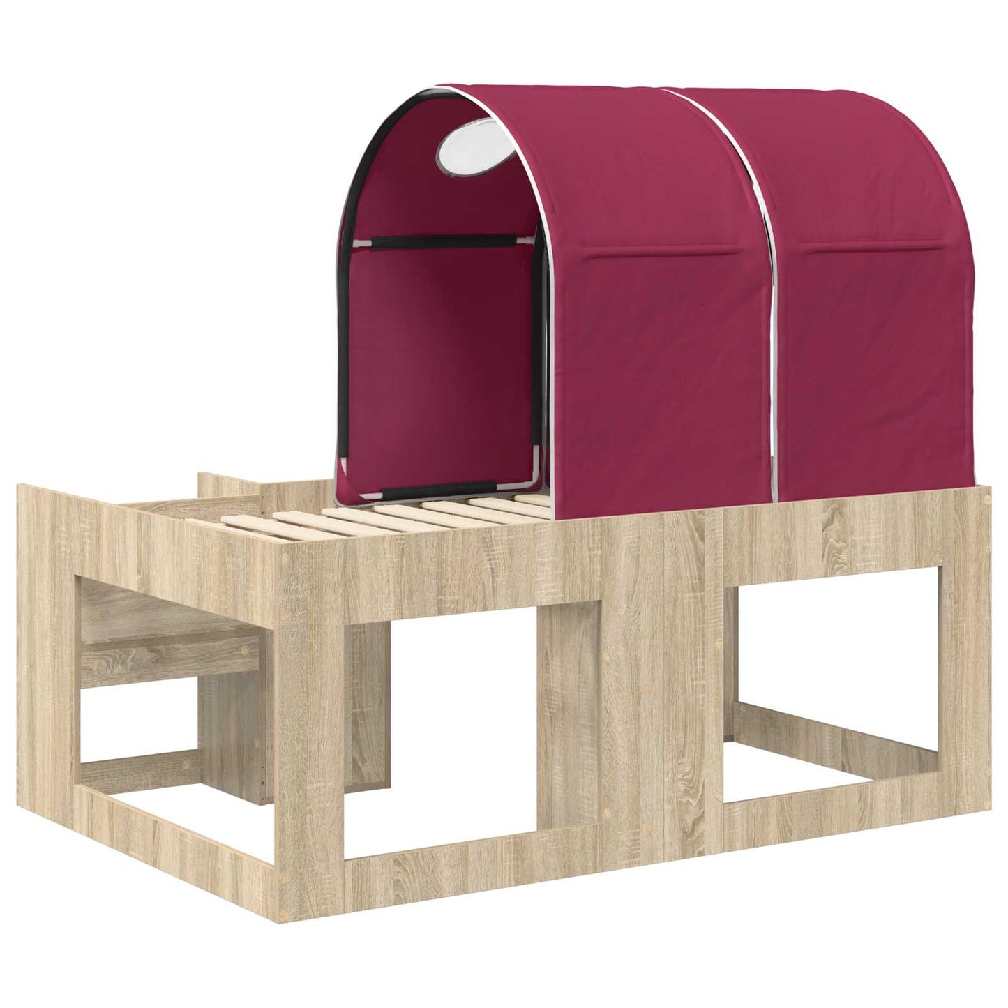 vidaXL Bed with Tunnel 3 pcs Sonoma Oak and Red Engineered Wood
