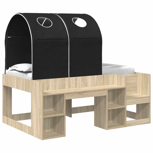 vidaXL Bed with Tunnel 3 pcs Sonoma Oak and Black Engineered Wood