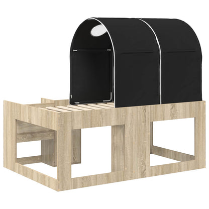 vidaXL Bed with Tunnel 3 pcs Sonoma Oak and Black Engineered Wood
