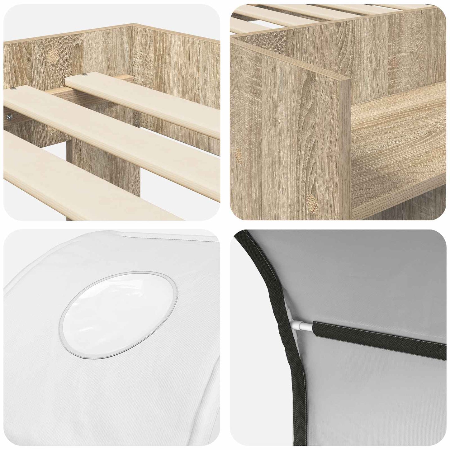 vidaXL Bed with Tunnel 3 pcs Sonoma Oak and White Engineered Wood